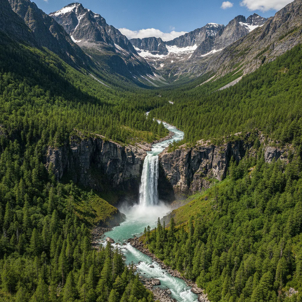 Вид на водопад с высоты